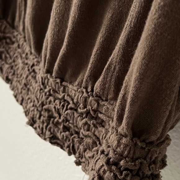 Free People Easy Does It Tee Brown Beaded Top Size Small - Picture 5 of 12